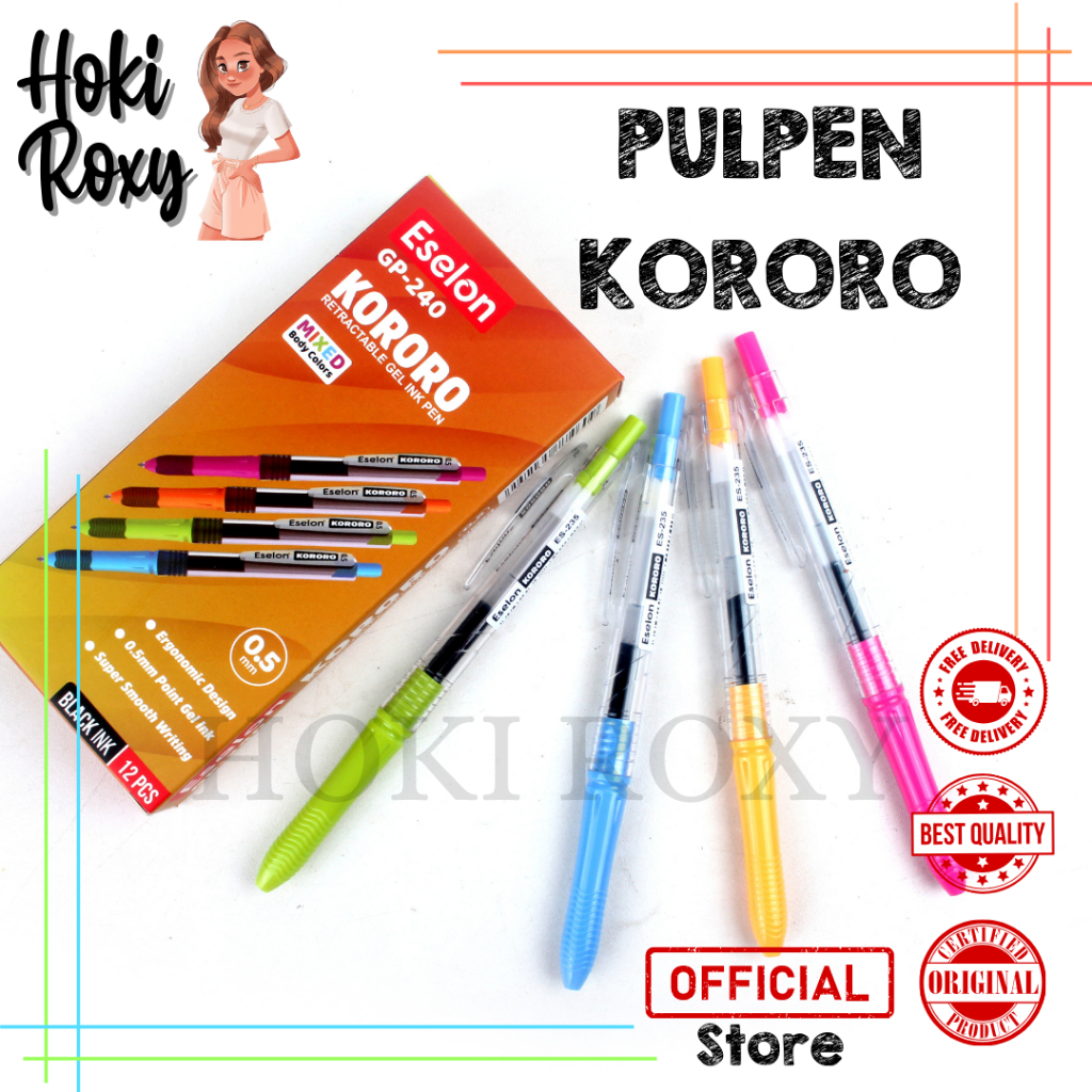 

12pcs Pulpen Gel ESELON GP-240 KORORO / 1 pak Pulpen Gel Cetek 0.5mm