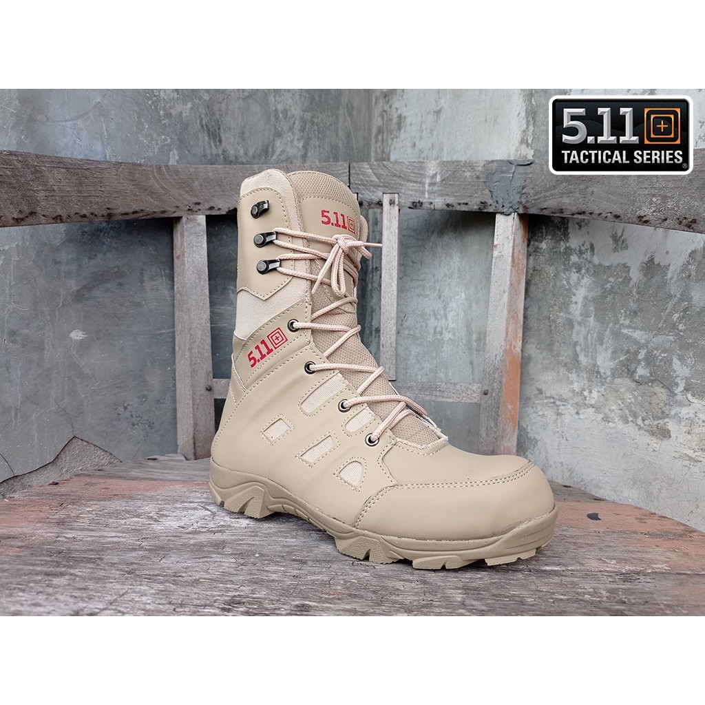 PROMO SEPATU SAFETY BOOT 511 TACTICAL CREAM RESLETING UJUNG BESI BERKUALITAS real picture