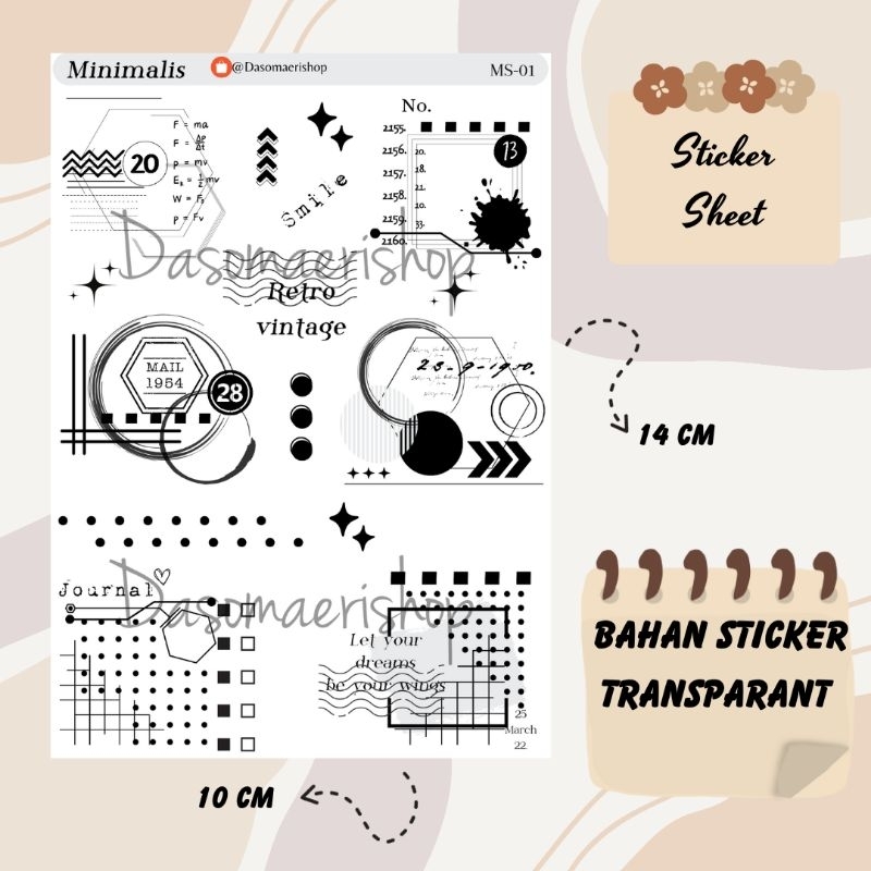 

Minimalis Design Sticker Sheet For Journal / Scrapbook
