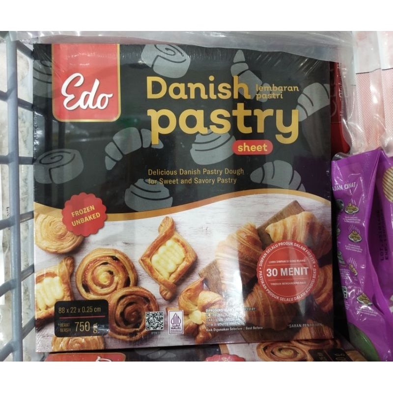 

EDO Bon Chef Danish Pastry sheet isi 4 lembar 750gr kulit pastri untuk cromboloni