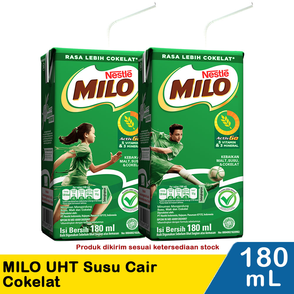 

Susu Milo Kotak Malt Cokelat 110 ml/180 ml