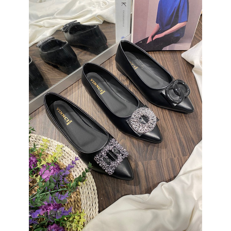 Pansus Pantofel hitam kerja / kuliah hak tahu 3cm