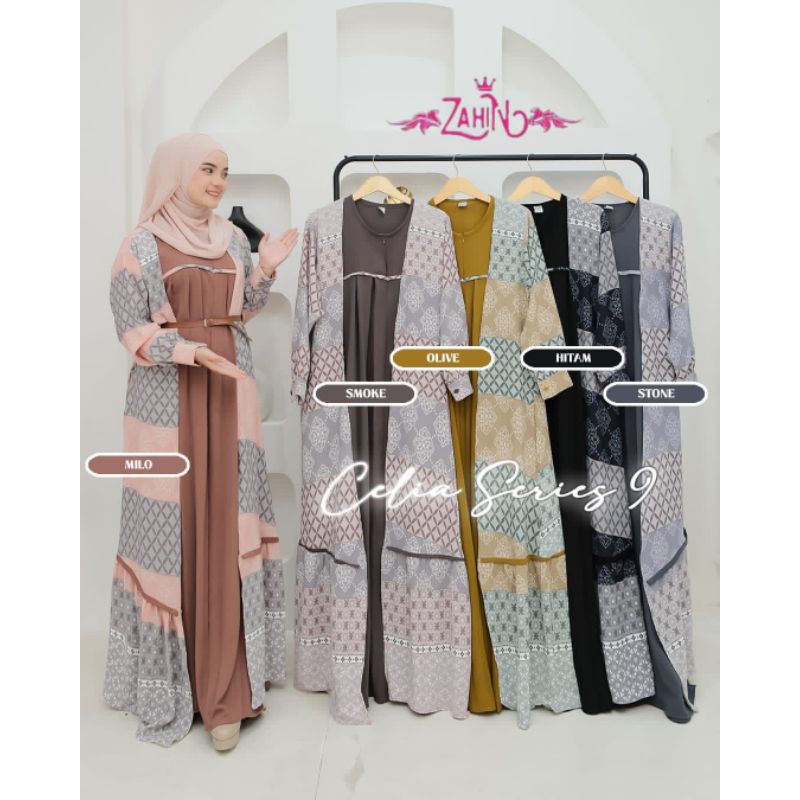 (MURAH) Fashion Wanita Viral Gamis Set Outer CRINGKEL Bisa Ceruty Babydoll Gamis Ity Crepe Polos Pre