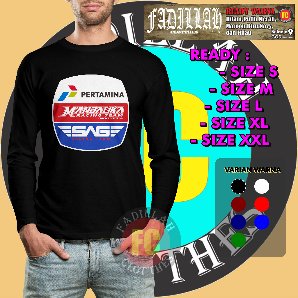 Kaos Racing Pertamina Mandalika SAG Lengan Panjang Baju Otomotif