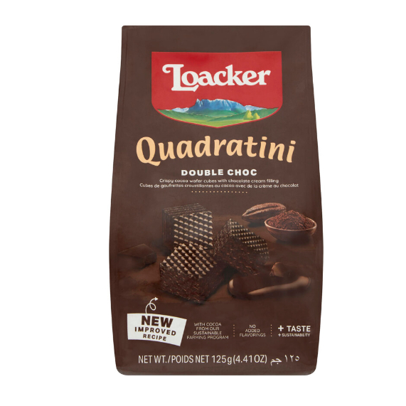 

Loacker Quadratini Wafers Biscuits Double Choc | 125g Australia