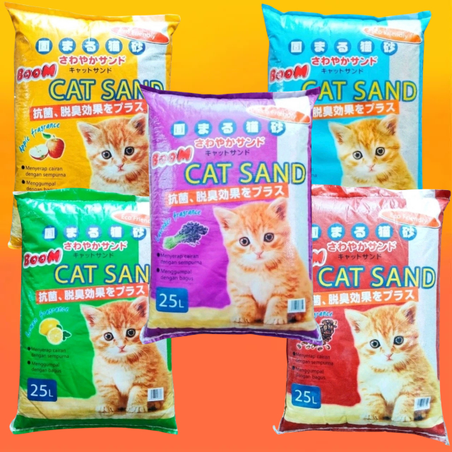 BOOM CAT SAND PASIR KUCING CAT SAND 25 LITER PASIR KUCING PASIR GUMPAL AROMA