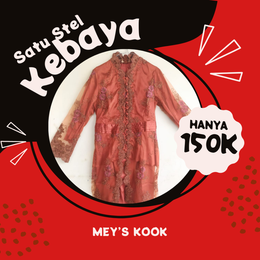 KEBAYA BUTIK / KEBAYA SATU SETEL MERAH BATA