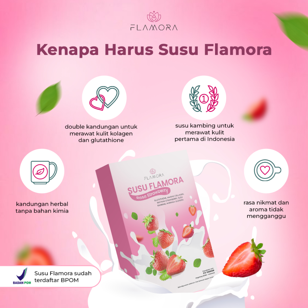 

Susu Flamora L Glutathione - Susu Kecantikan Kulit Anti Penuaan Dini - Melembabkan Kulit dengan Kolagen BPOM