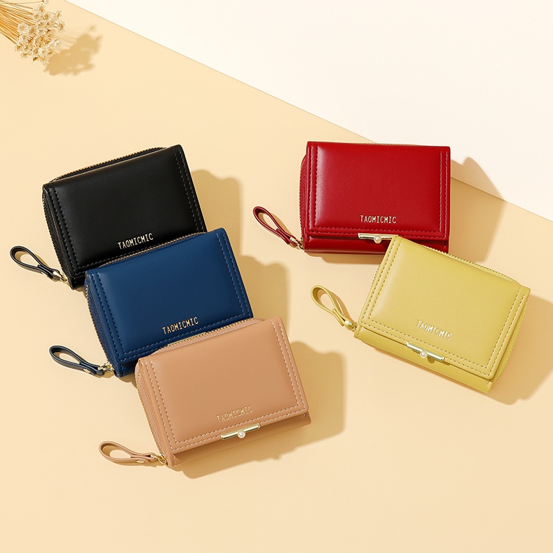 Y9031 - TAOMICMIC Dompet Wanita Dompet Lipat Pendek Bahan Kulit PU Leather Premium