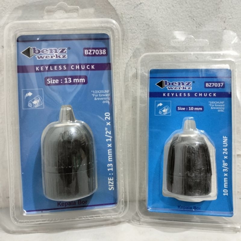 KEPALA BOR DRAT KEYLESS "BENZ" 10MM & 13MM ||KEPALA BOR UNTUK BOR CORDLESS 10MM & 13MM