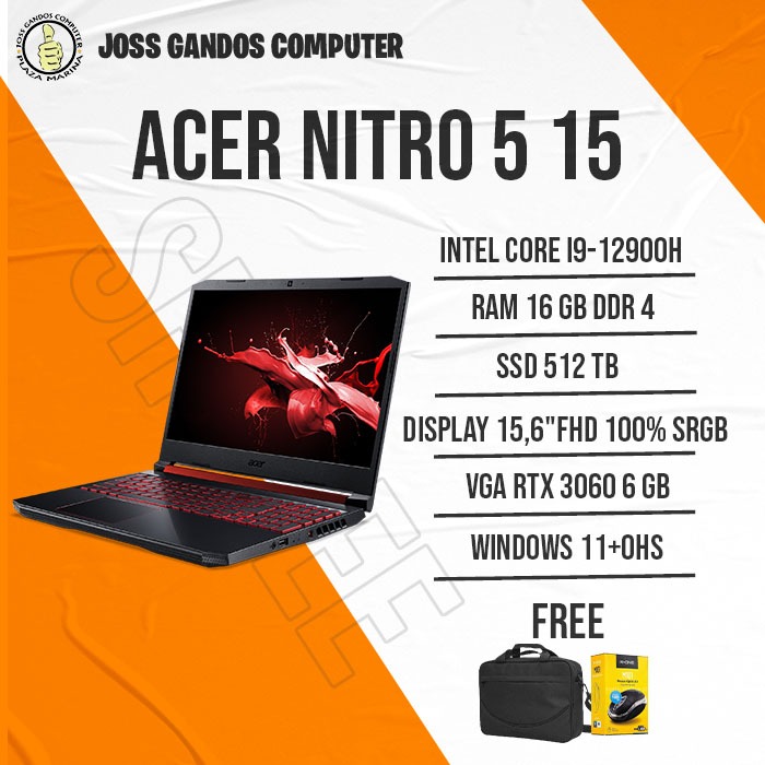 ACER NITRO 5 15 /I9-12900H/RAM 16GB/SSD 512GB/WIN11+OHS/15.6"/RTX3060