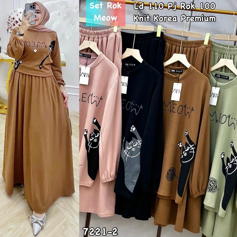 Set rok Meow//One set rok Zara//One set Zara//Set rok//Setelan rok//Set rok//Setelan wanita//Baju se