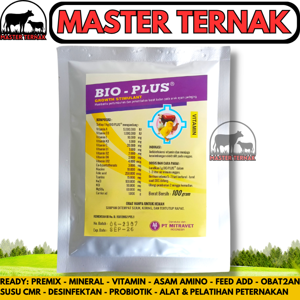 Vitamin DOC Anak Ayam BIO PLUS 100 GRAM - Vitamin Pemacu Pertumbuhan & Berat Badan Anak Ayam Bebek D