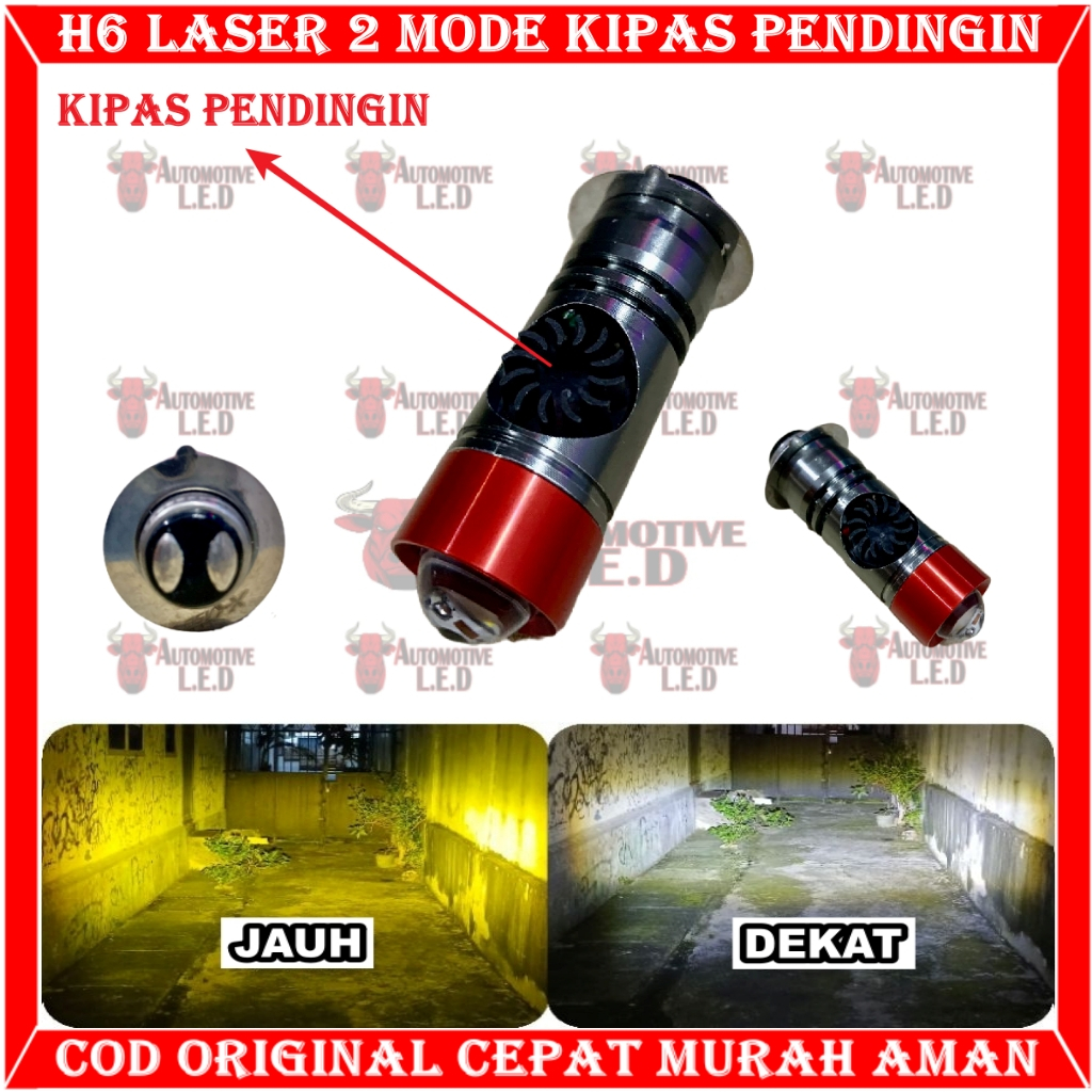 ORIGINAL H6 KIPAS LAMPU LED MOTOR H6 LASER 2 WARNA | LED H6 LASER MOTOR UNIVERSAL | BOHLAM LED H6 MOTOR HIGH LOO