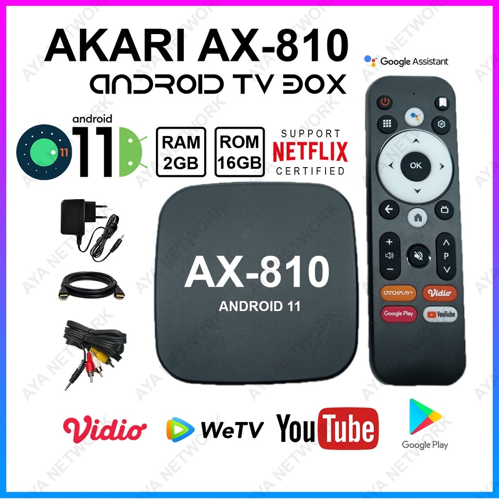 STB ANDROID TV BOX AKARI AX 810 OS 11 SIAP PAKAI FULL APLIKASI