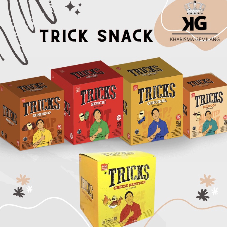 

KODE FVR719 TRICKS TRICKS 15g 1 BOX 1PCS Snack Baked Chips Potato Kentang Box Isi 1 Original Barbeque BBQ Kimchi Rendang Bulgogi