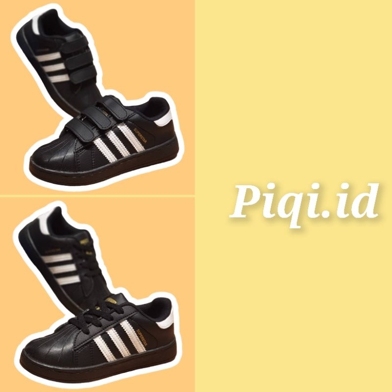 Sepatu Anak Sekolah Adidas Superstar Hitam Putih Sepatu Sekolah Anak Laki-laki Perempuan Tali Pereka