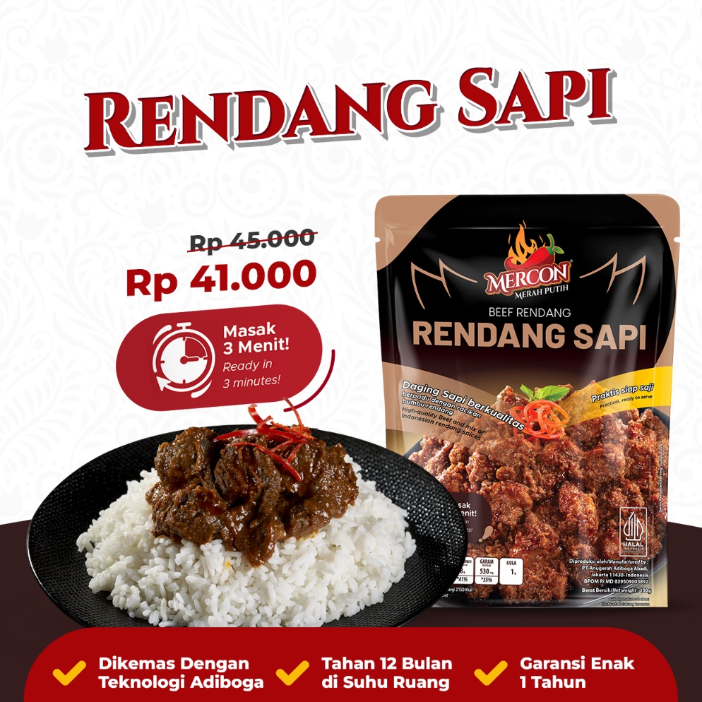 

KODE VRP29 Mercon Merah Putih Satuan Limited Edition Rendang Sapi
