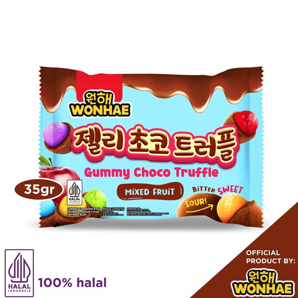 

TIPE SKU696 Wonhae Gummy Choco Ball Truffle Mixed Fruit 35gr by Mujigae Official Store Coklat Jelly Jeli Rasa Buah Cemilan Snack Korea Halal