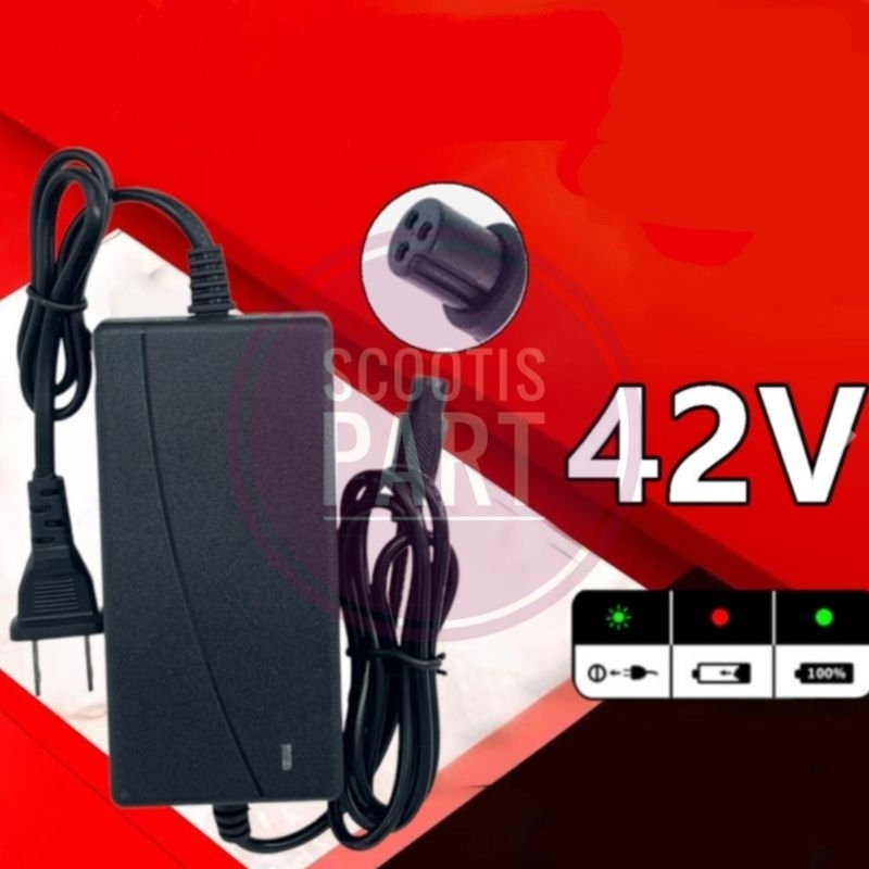 Adapter Charger 36V Output 42V 2A Hoverboard Segway Minirobot Smart Balance 3 Lubang