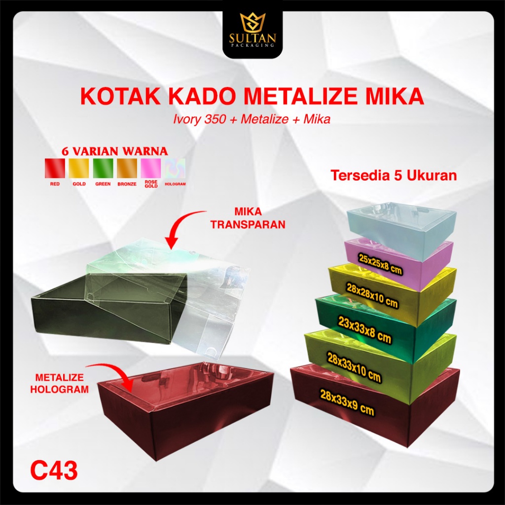 

Box Mika Transparan - Box hologram tutup mika - kotak kado metalize -C43