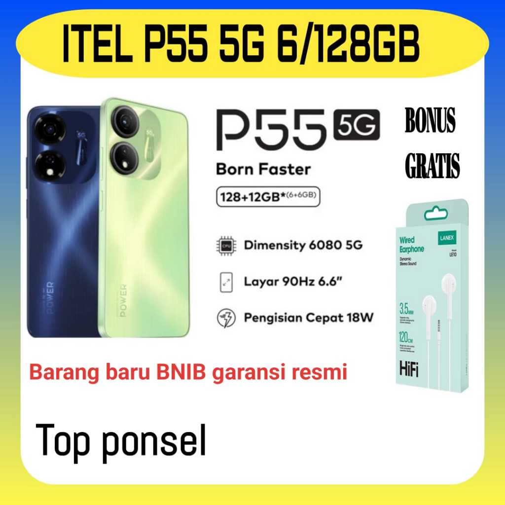 Itel P55 5G 6/128GB Garansi Resmi