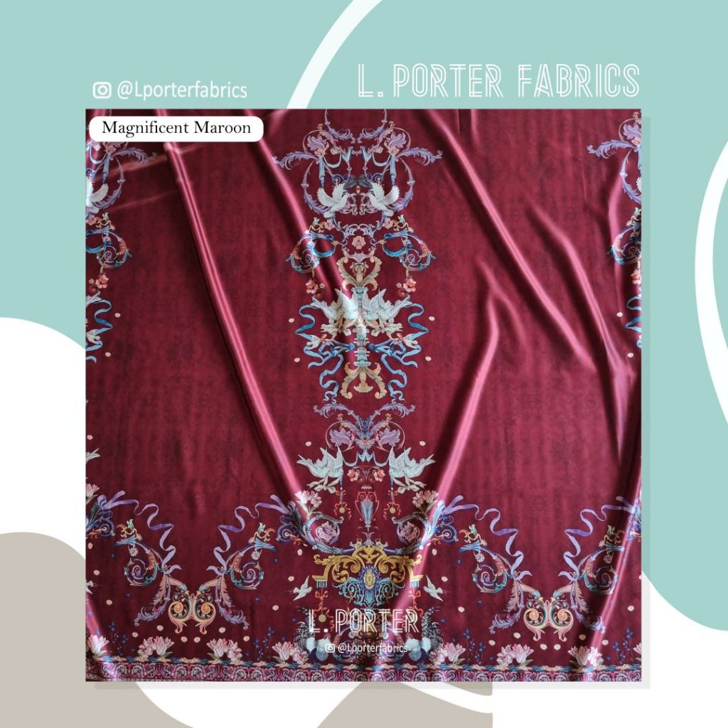 Kain Cheongsam Kain Sangjit Kain L. Porter Fabrics Minor Defect Satin Bridal Motif Magnificent  Moti