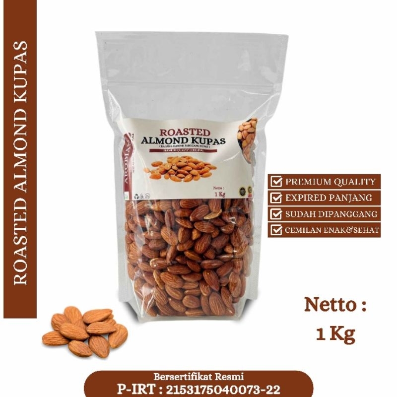 

Kacang Almond Panggang Kupas/Roasted Almond 1 Kg Premium Quality Original 100% Oleh Oleh Haji Umroh