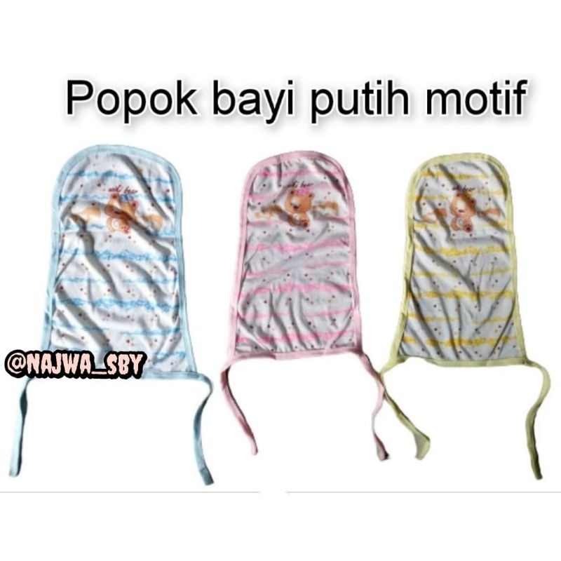 ( PPK 007 )POPOK PUTIH MOTIF " WILKY BEAR "