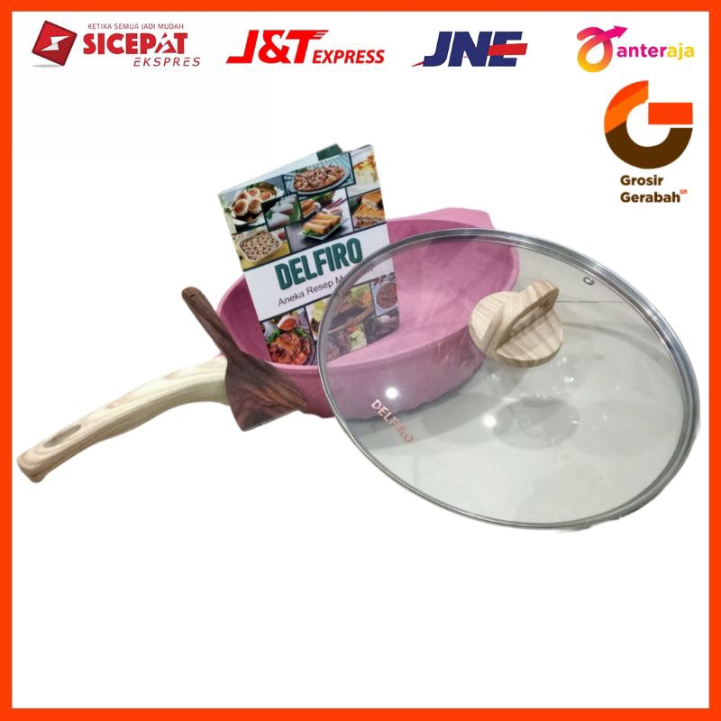 Delfiro wok 30cm tutup kaca hc induction bottom