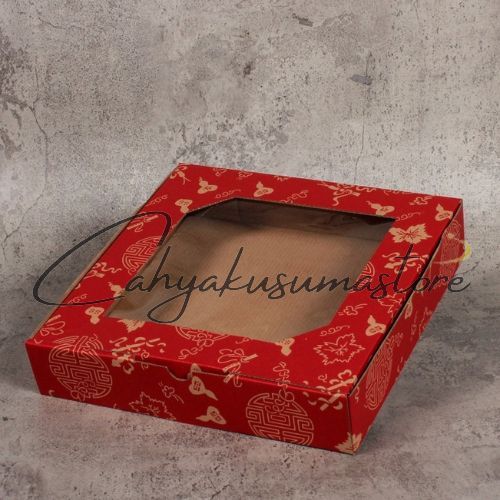 

( 10pcs ) Box Mika Imlek isi 4 Toples 250gr Dus Kue Lapis Legit Sincia Kotak Cake CNY Ukuran 25x25x5 cm