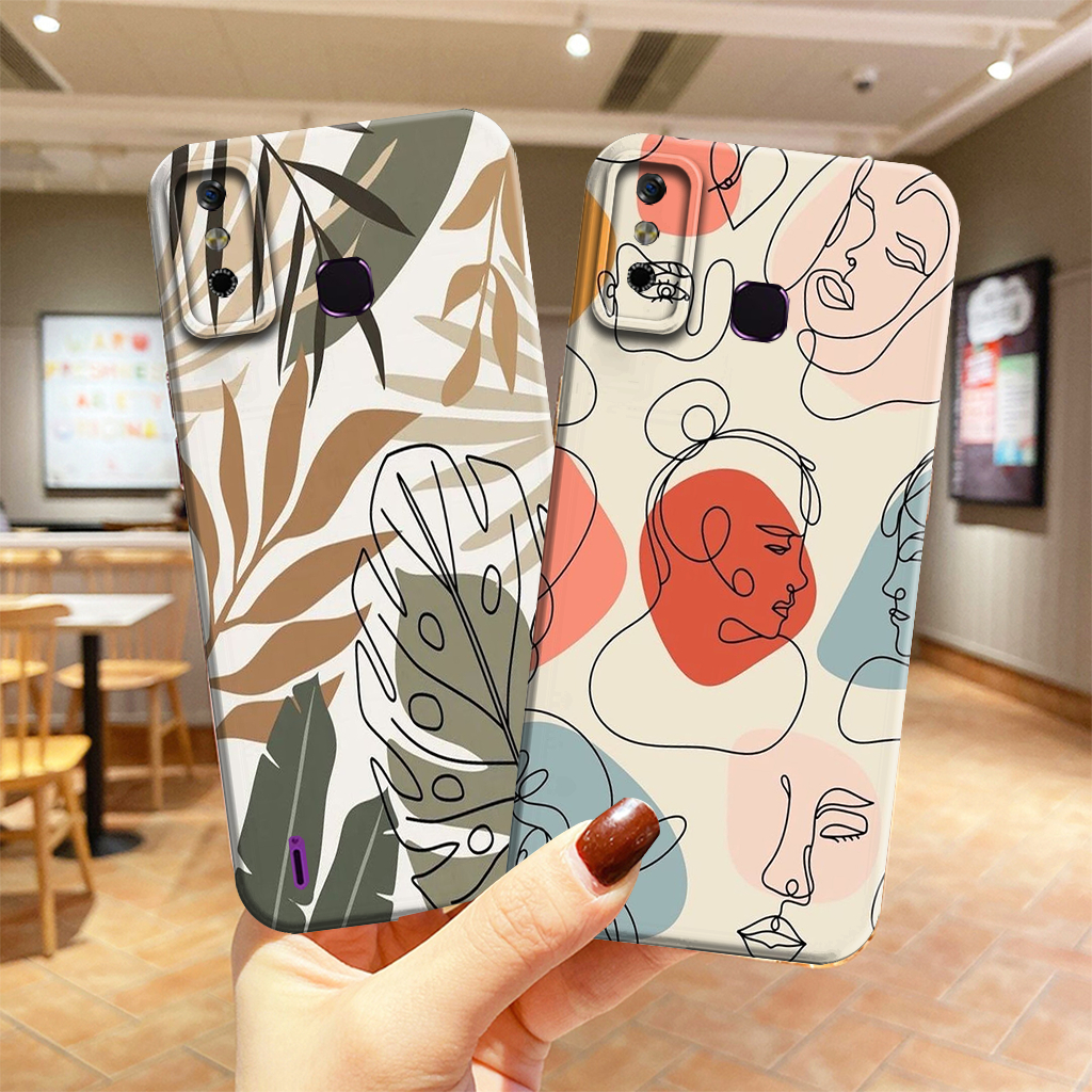 Case Hp Infinix Smart 4 / Smart 3 Plus / S4 / S5 / S5 Lite Motif Abstrak Daun - Silikon TPU Lentur