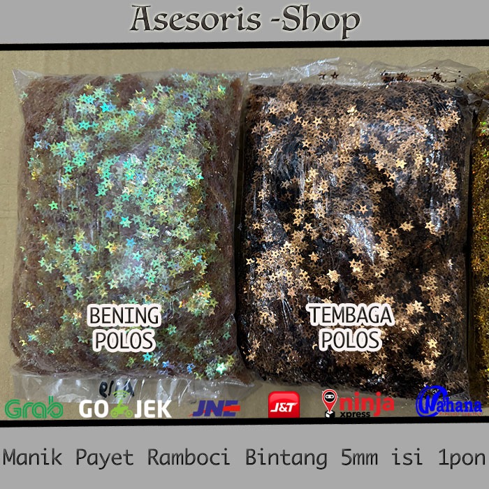 Manik Bintang 5mm | Payet Bintang POLOS | Payet Bintang LASER =1 PON
