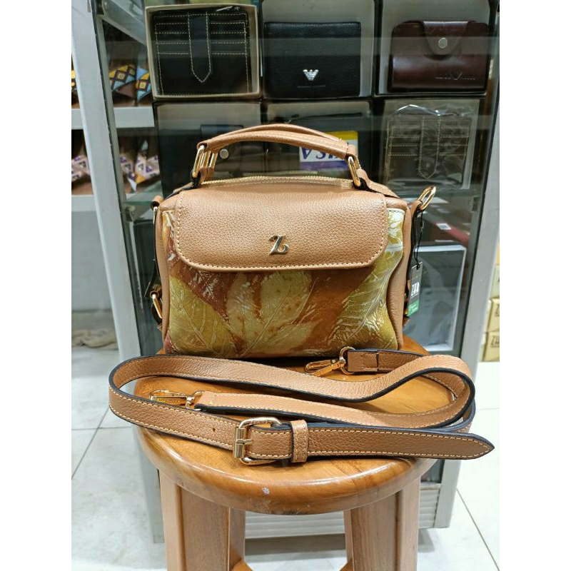 Tas Wanita Kulit Sapi Asli Garut Ecoprint Selempang Bahu Alma Series