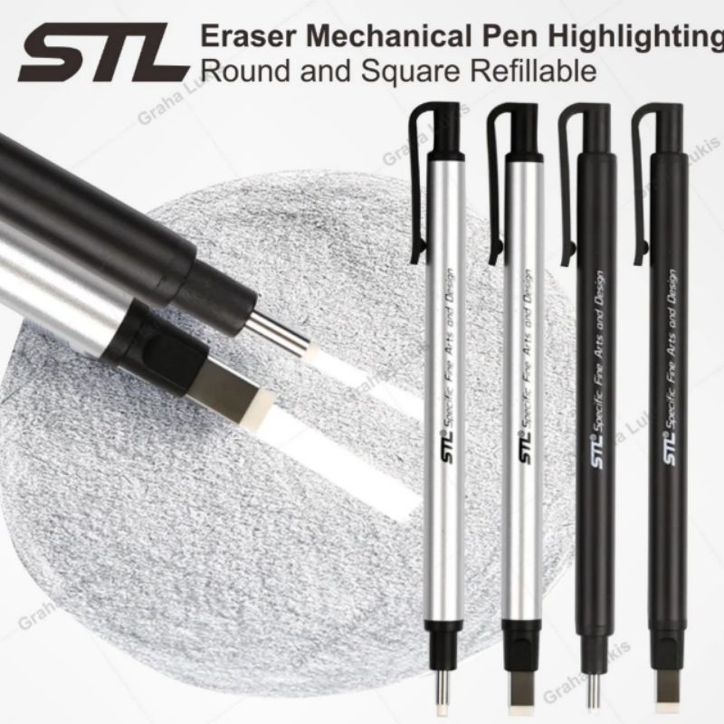 

STL Eraser Pen Penghapus Mekanik / Elektrik Round Square & Refill