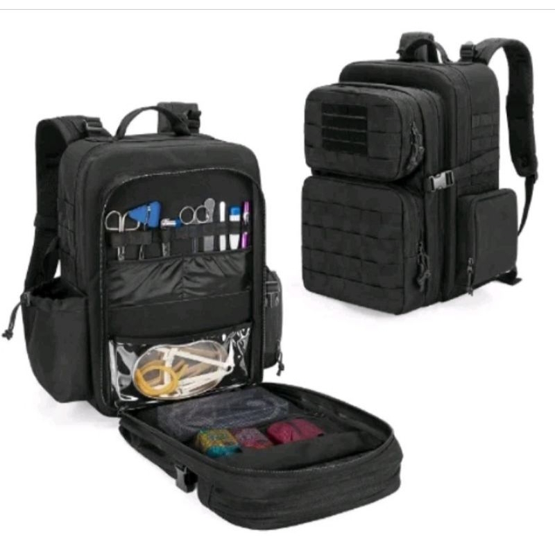 Tas P3k tas alkes medis kapasitas besar wrna hitam Ransel tempat obat lapangan Tas  kren