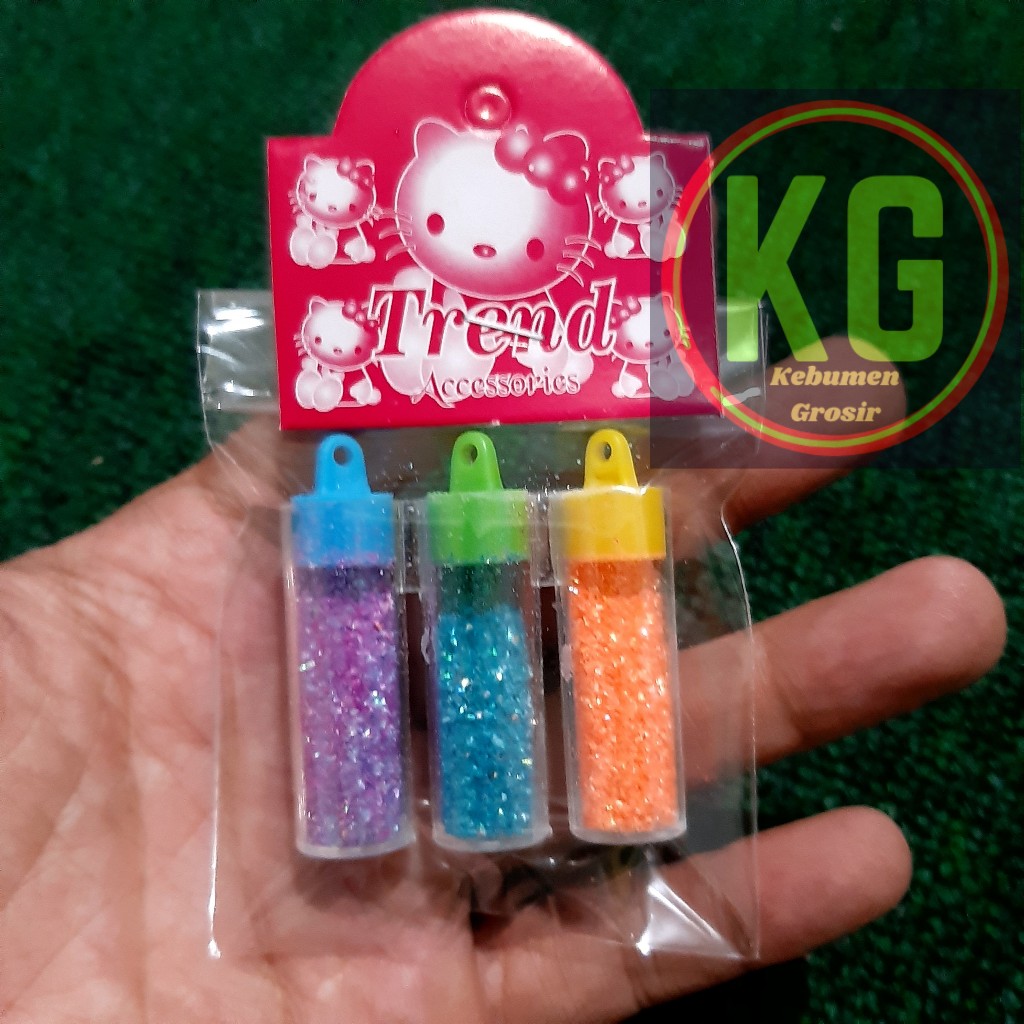 Mainan Anak gliter pasir serbuk botol isi 3 Glitter warna warni