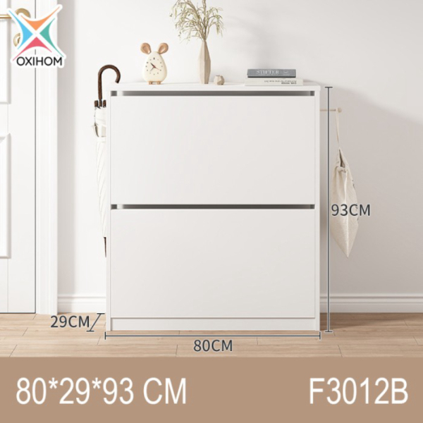 Unik Oxihom Rak Sepatu Susun Tertutup Lemari Sepatu Kayu Minimalis Laci - F3012B Putih Limited