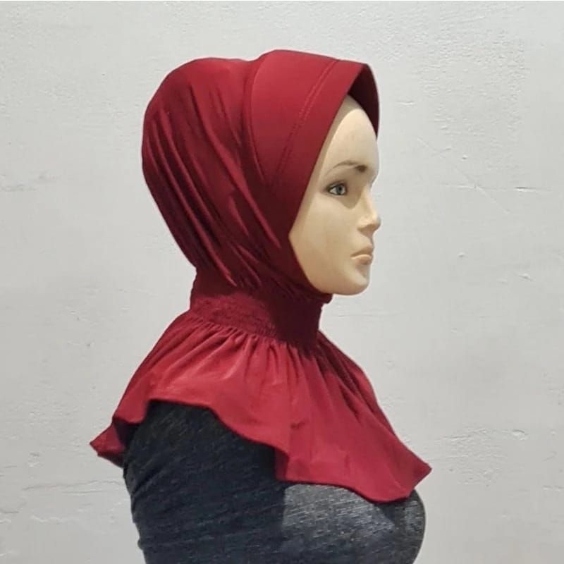Hijab Instan Polos Serut Leher Bergo Polos Kerut Leher Untuk Kerja Pet Tebal Dan Nyaman Dipakai