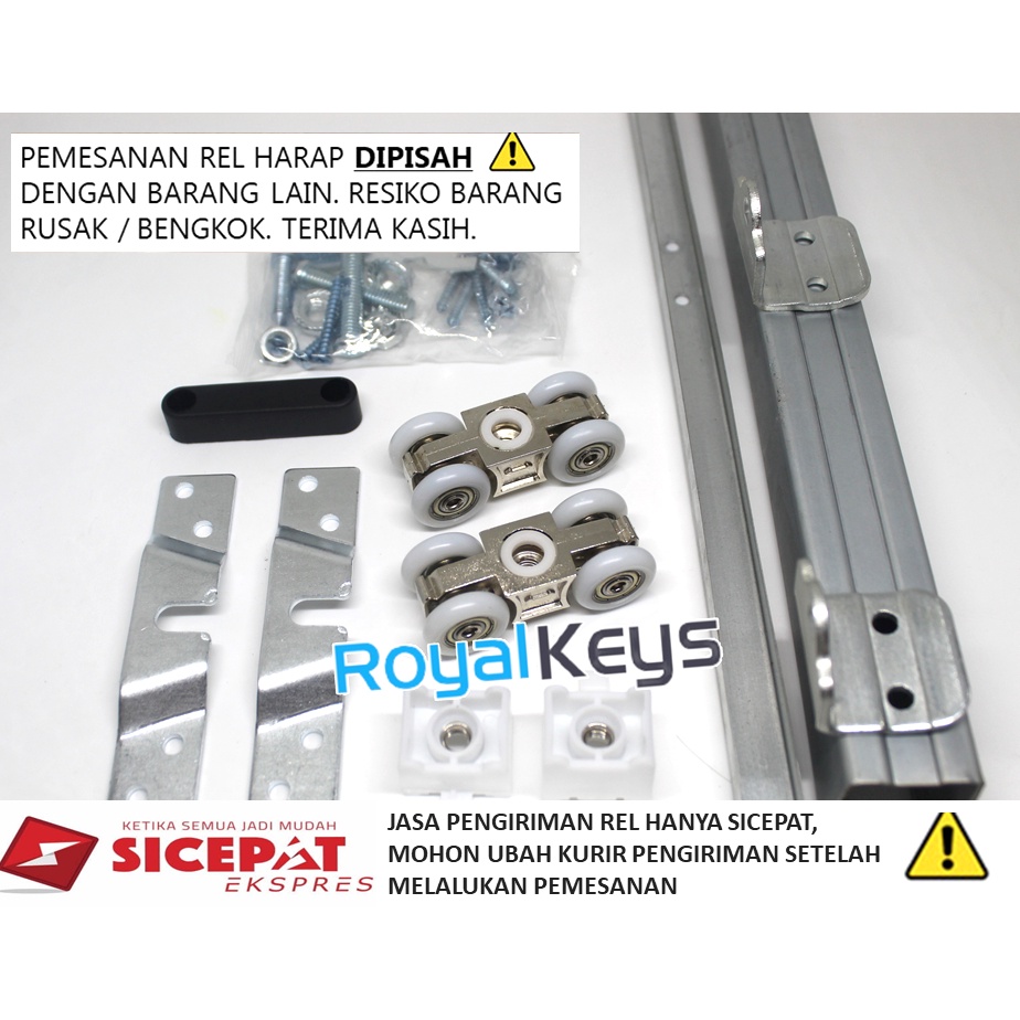 Kirim langsung Rel Pintu Geser Sliding Sleding Roda Gantung 24 Meter 24 cm J5 Besi S7Y