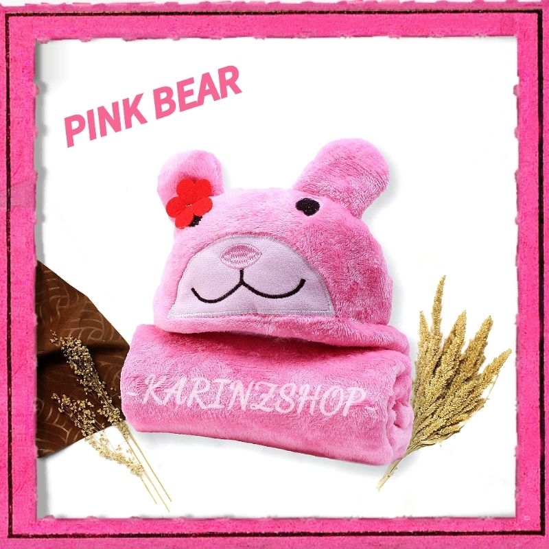 Selimut Bayi Topi Baby Blanket Hood Vallery Quincy : CUTE BEAR