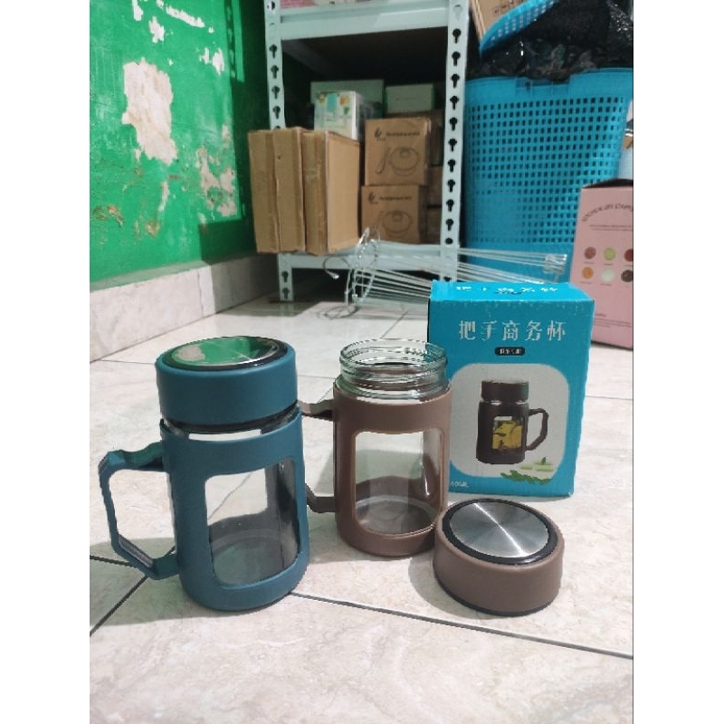 Mug kaca tutup / Gelas kaca kopi teh susu/ mug tahan panas