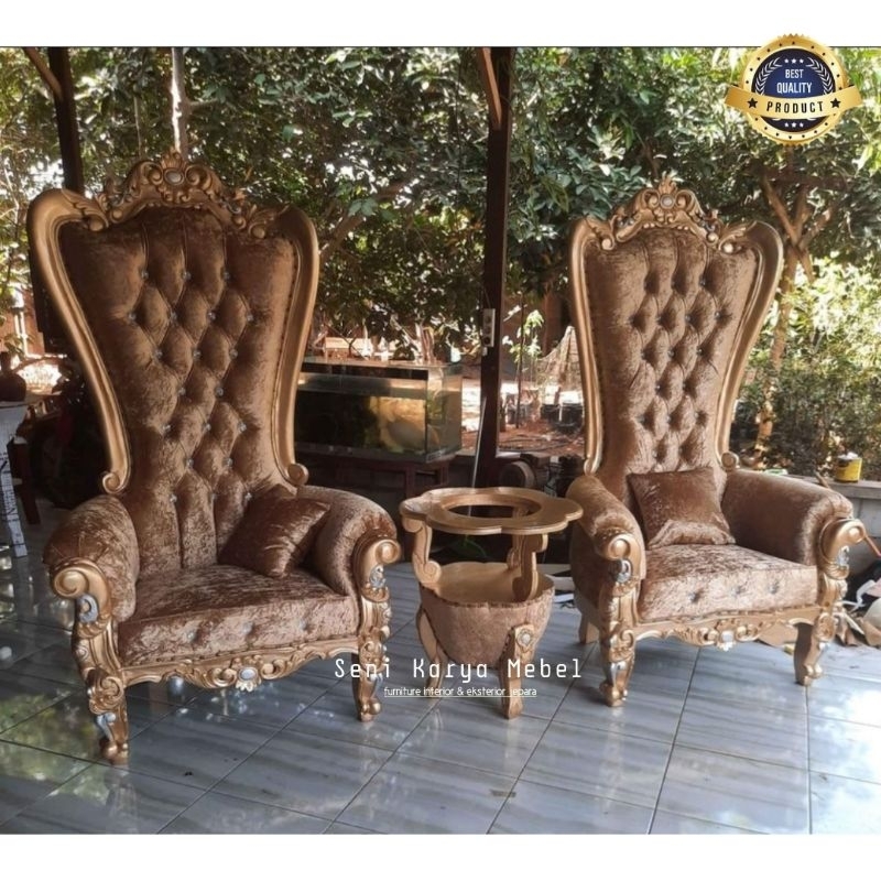 Kursi Sofa Syahrini Ukir 2 kursi 1 Meja - Sofa Ukir Kayu Jati Jepara