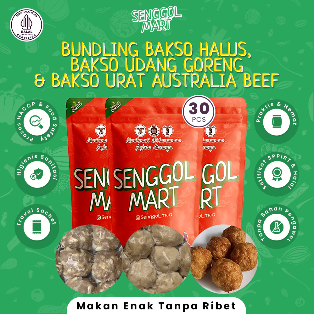 

Paket Bundling Bakso Halus Udang Goreng Urat Kuah Kaldu Sapi Halal Siap Makan Premium Lengkap dengan Sambal Pedas Senggol Mart