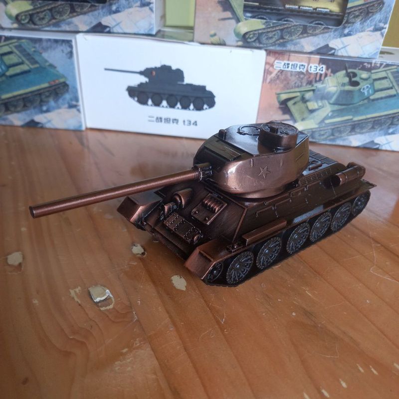 MAINAN MINIATUR TANK TEMPUR BAHAN BESI T34 TENTARA TNI MILITER PERANG ARMY