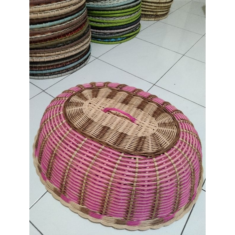 tudung saji rotan ukuran besar / tutup saji rotan oval 70x50cm warna