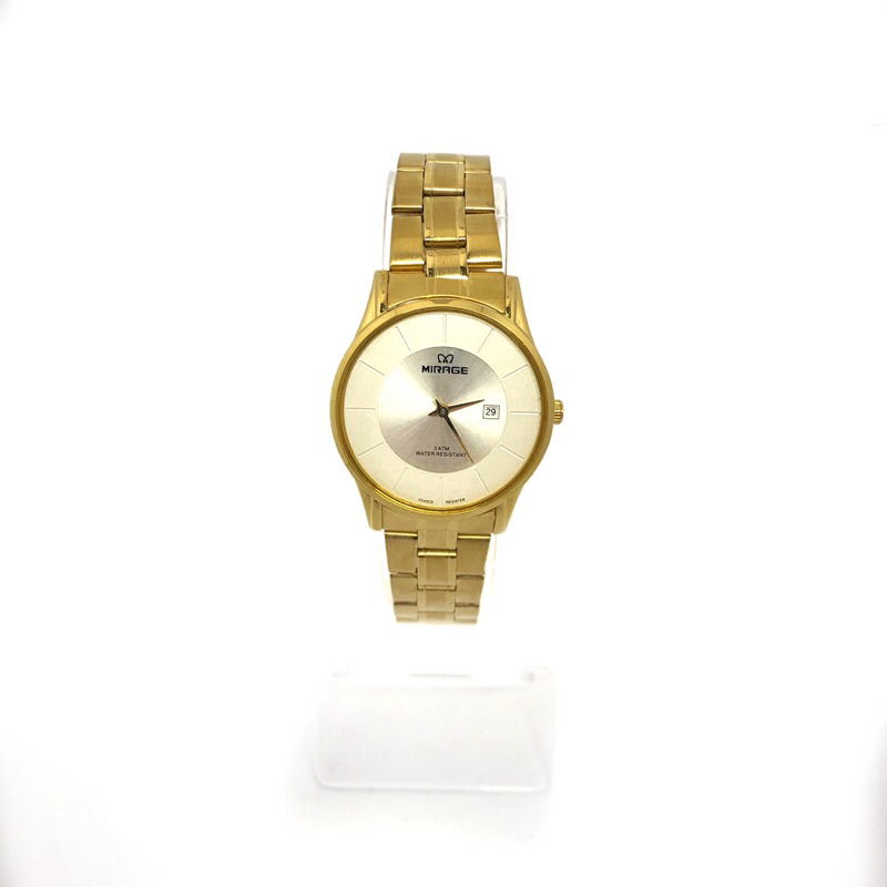 MIRAGE WATCHJAM TANGAN WANITA A43(8670BRP-L)SIZE KECIL RANTAI GOLD PLAT PUTIH SILVER MIRAGE ORIGINAL