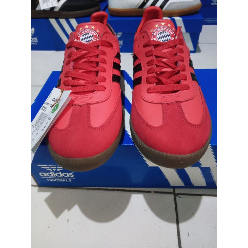 SEPATU SNEAKERS CASUAL ADIDAS SAMBA BAYER MUNCHEN RED