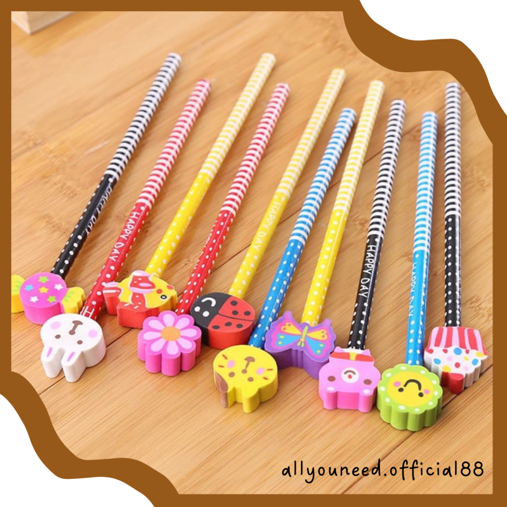 

✿AYN✿ Pensil Karakter + Penghapus Pensil Lucu Karakter / Pensil Penghapus Motif Unik