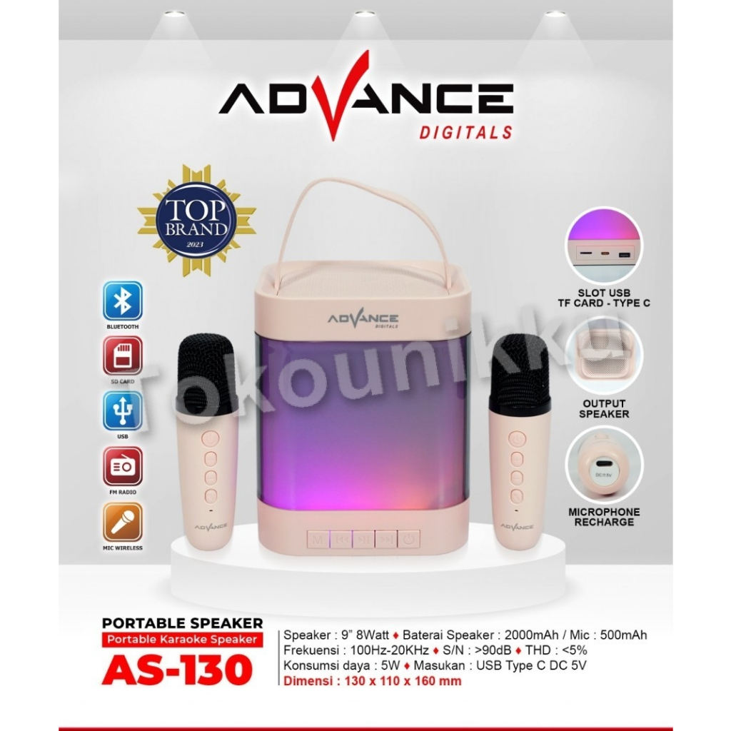 Speaker Advance AS-130 Speaker Portable Karaoke Bluetooth + 2 Mic